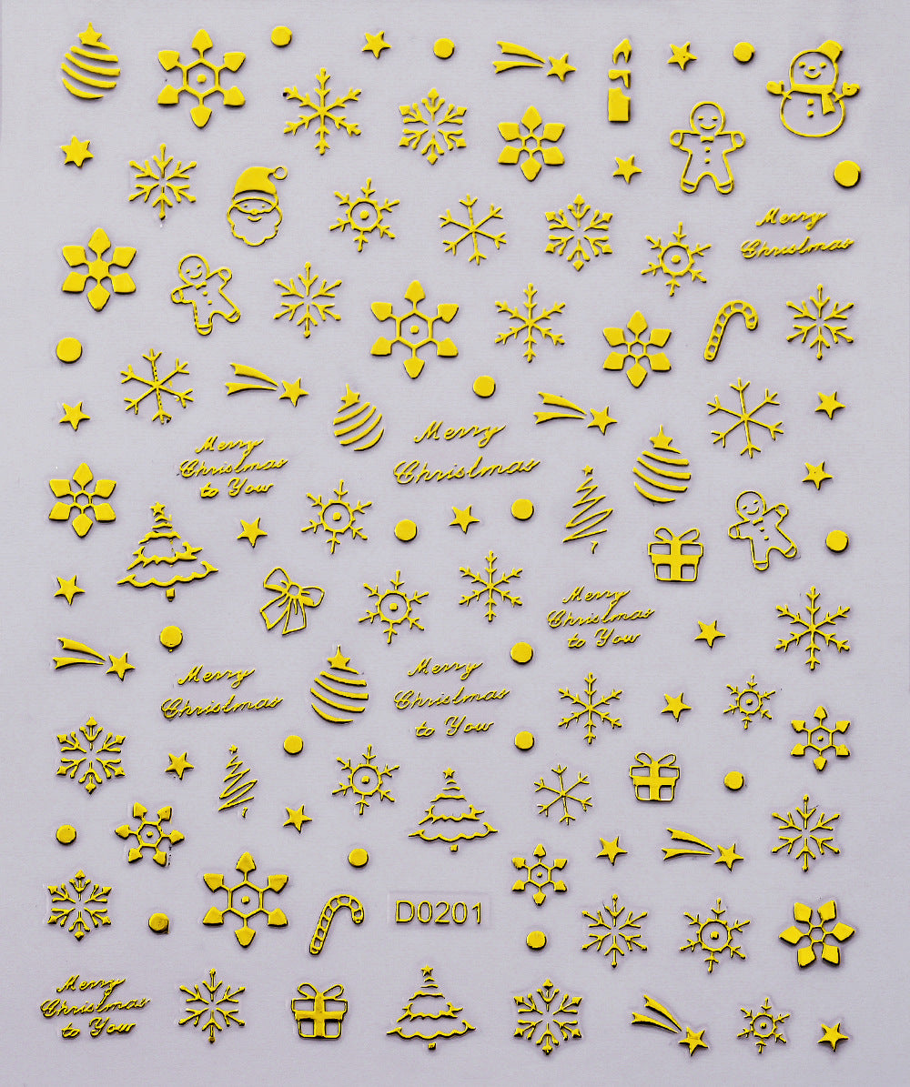 Autocollants pour ongles bronzants motif flocon de neige et élan de Noël