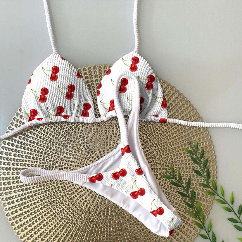 Bikini sexy con cuello halter y estampado de leopardo para mujer