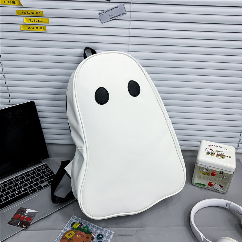 Mochila de piel sintética de gran capacidad con diseño de fantasma para mujer