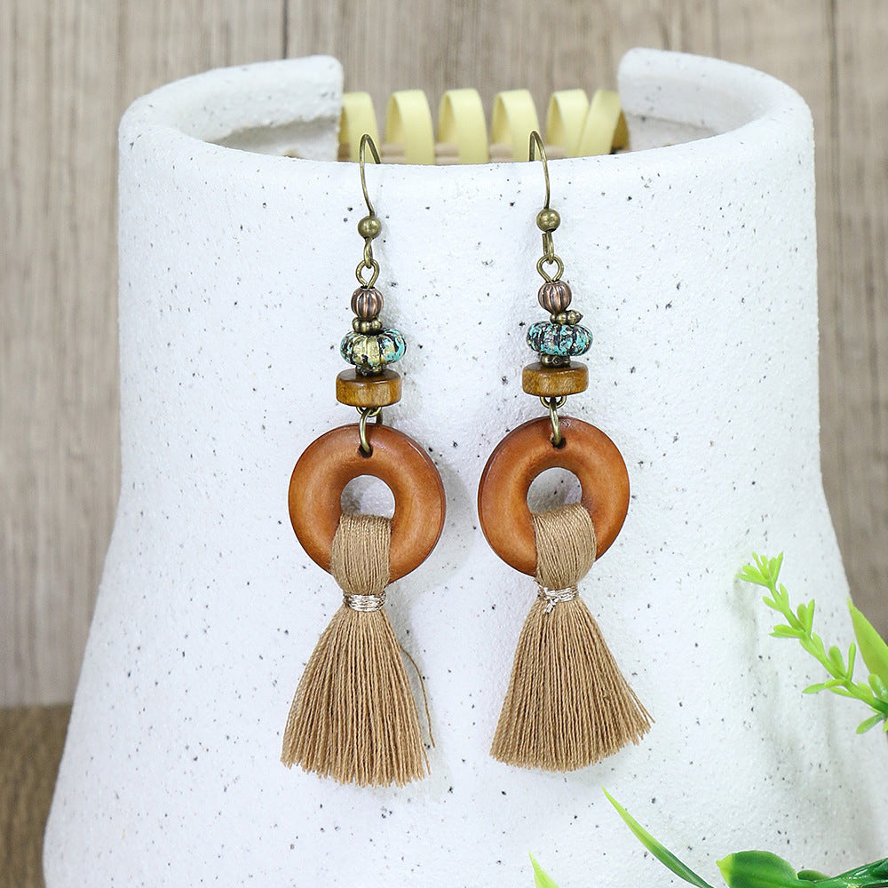 Boucles d'oreilles bohèmes à pampilles géométriques en forme de goutte d'eau