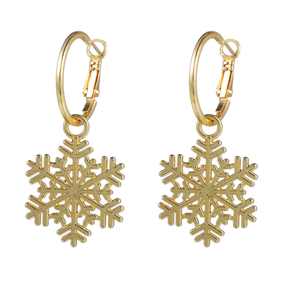 Women Fashion Simple Hollow Snowflake Earrings