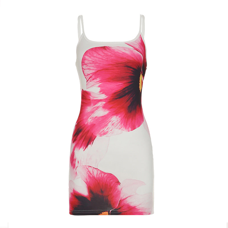 Robe sexy à imprimé floral en fibre de lait pour femme