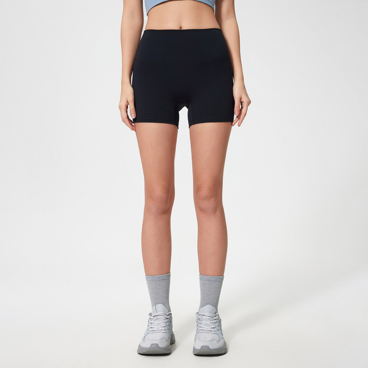 Pantalones cortos de yoga elásticos de color sólido informales a la moda para mujer