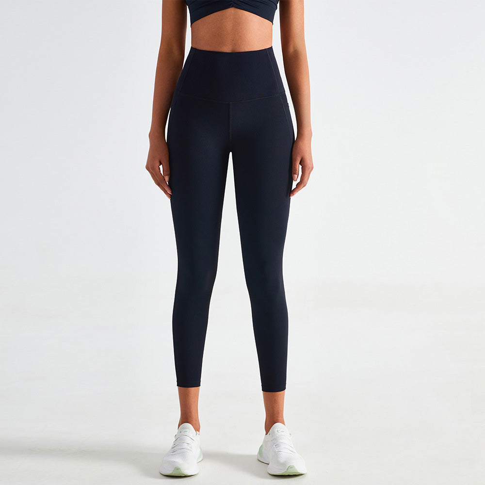 Pantalones de yoga de cintura alta de color liso para mujer