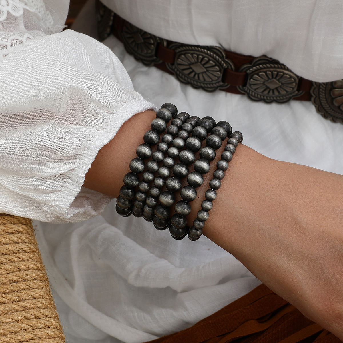 Conjunto de 6 pulseras de cuentas vintage bohemias