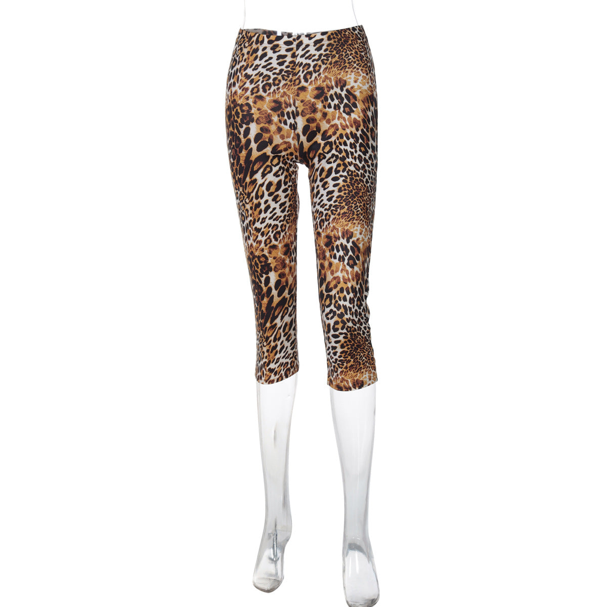 Pantalones ajustados de leopardo sexys de moda para mujer con material de fibra de leche