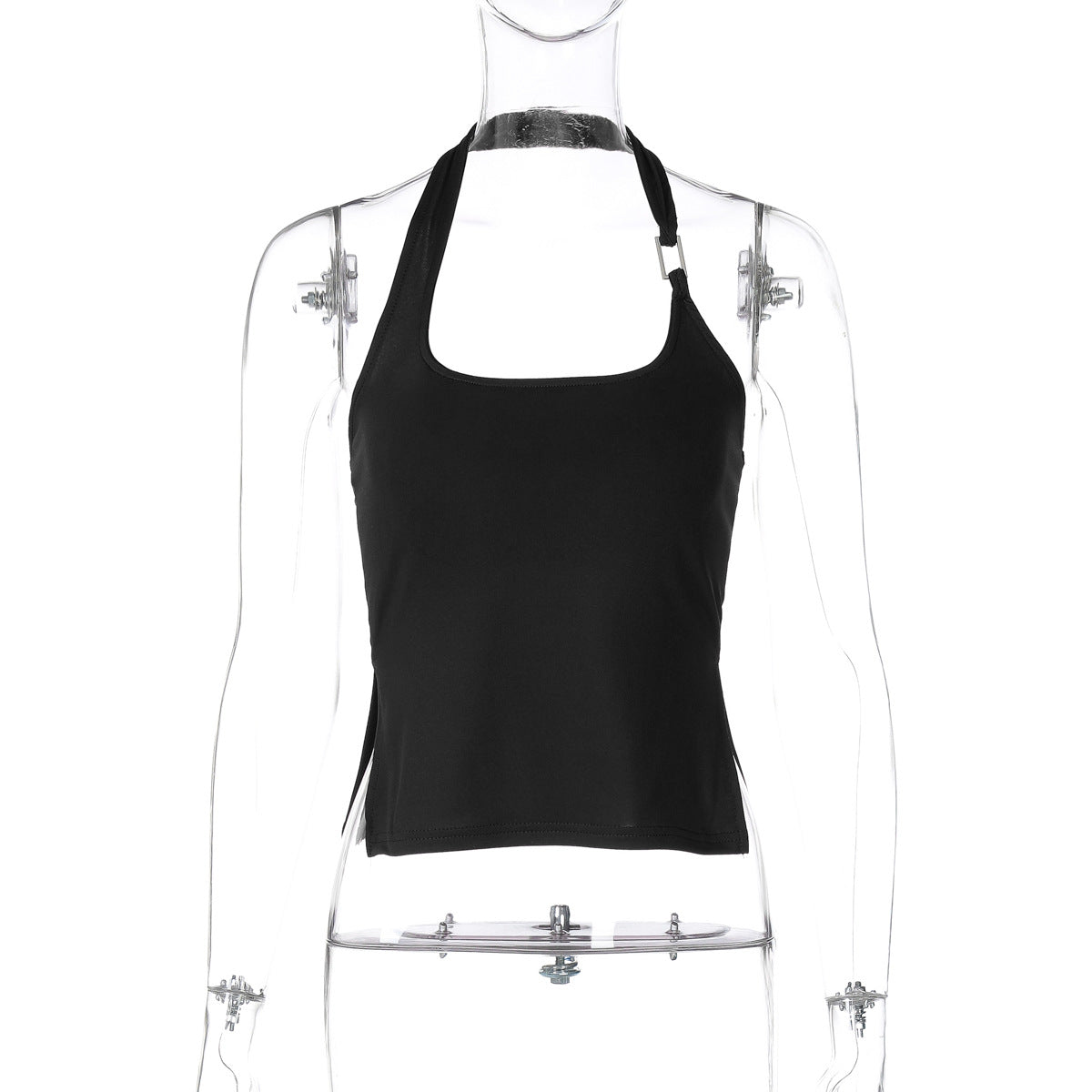 Women Fashion Sexy Solid Color Halter-Neck Top