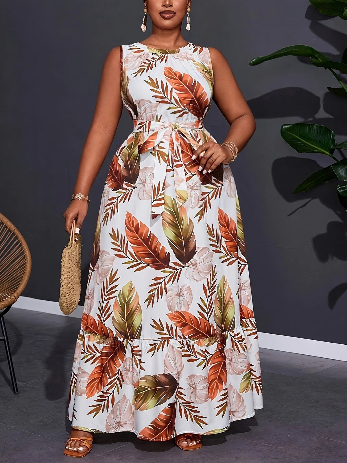 Women Casual Plus Size Floral Printed Loose Dress