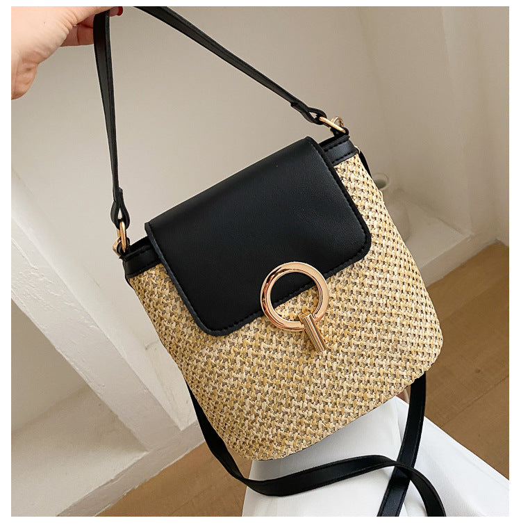 Bolso de hombro tejido informal bohemio