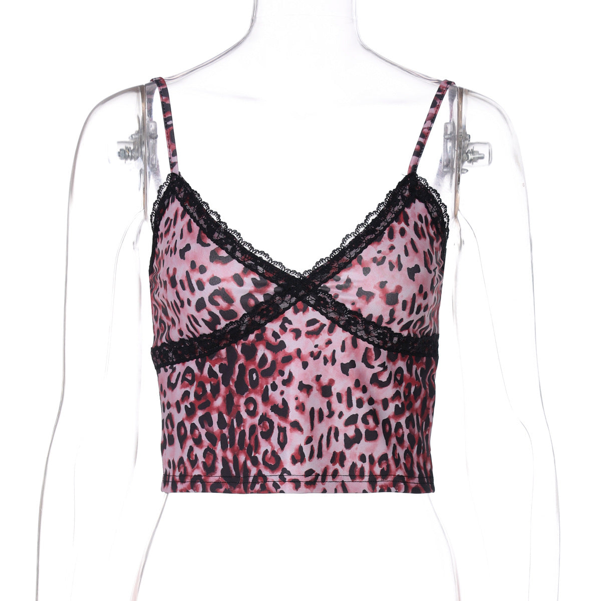 Women Fashion Sexy Lace Leopard V-Neck Camisole