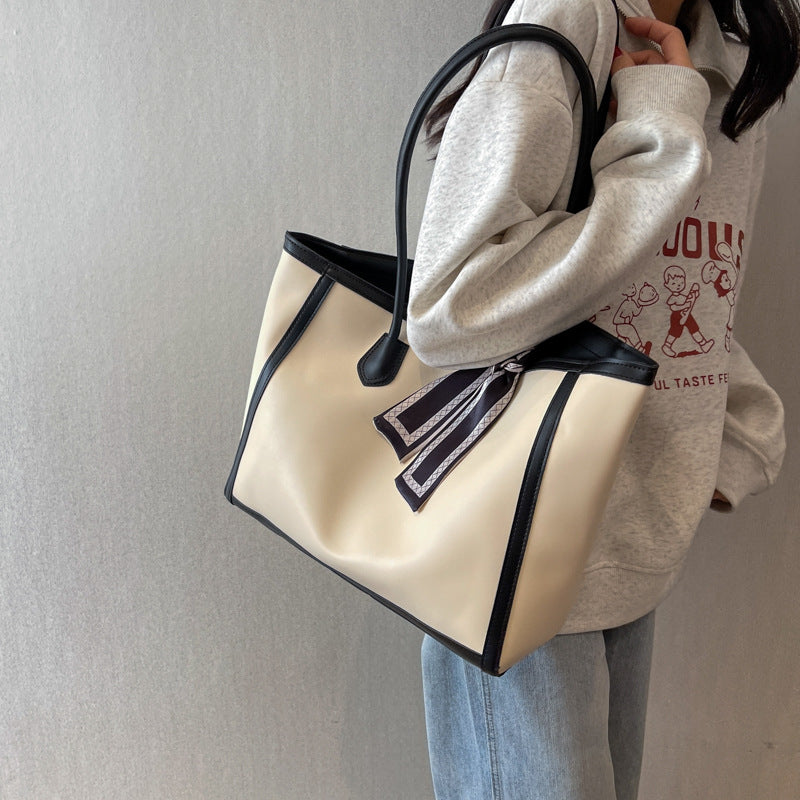 Large Capacity Casual Tote Bag - Color Contrast