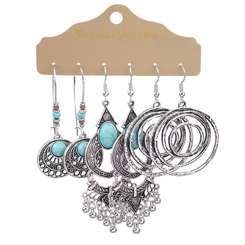 Conjunto de pendientes con borlas creativas retro de estilo étnico bohemio