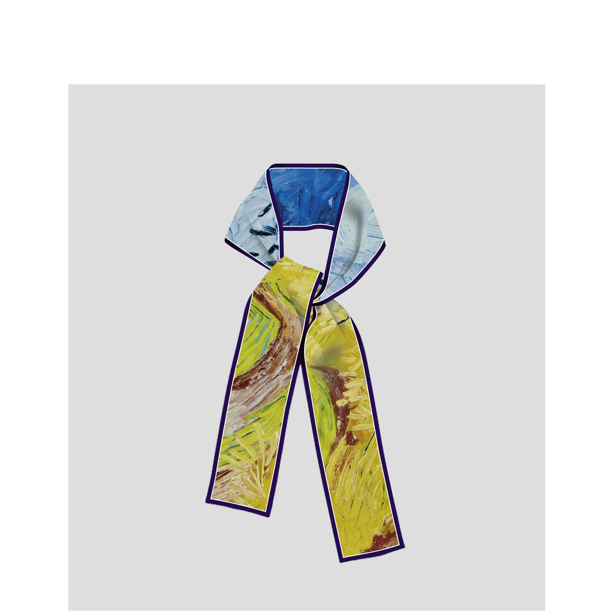 Bufanda de seda estampada con pintura al óleo de Van Gogh de moda para mujer