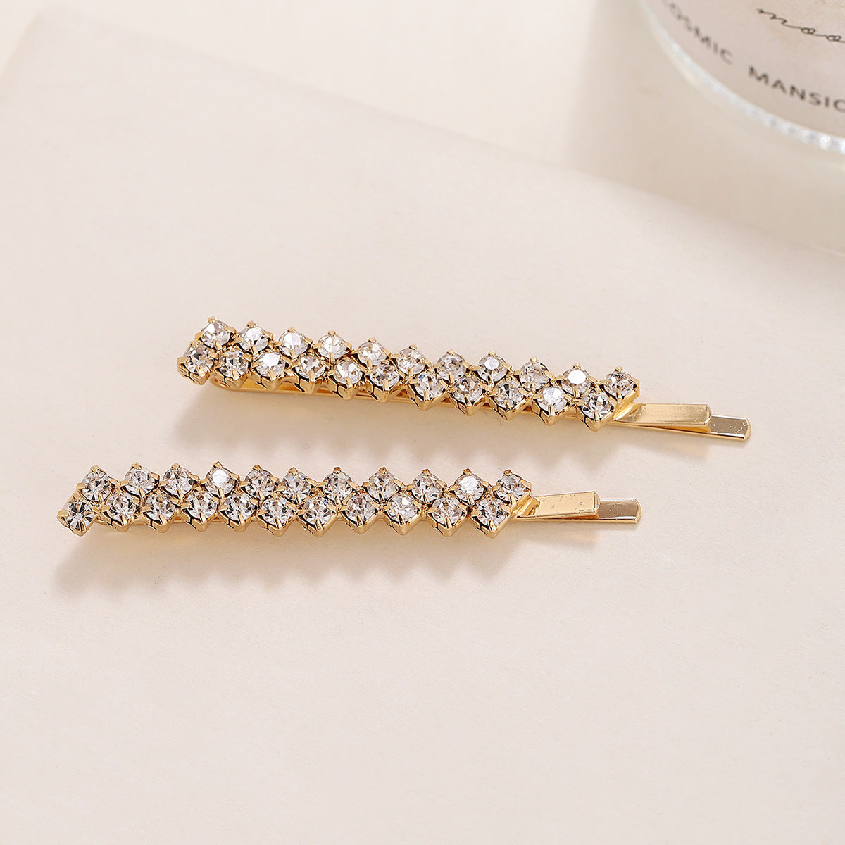 Women Fashion Simple Rhinestone Hairpin 2pieceSet