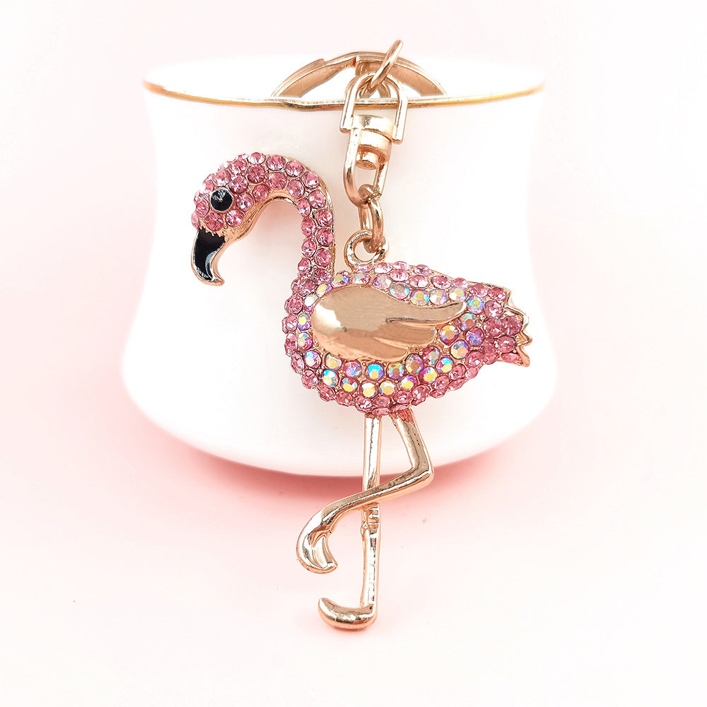 Multicolor Flamingo Rhinestone Keychain - Modern Style Alloy Accessory