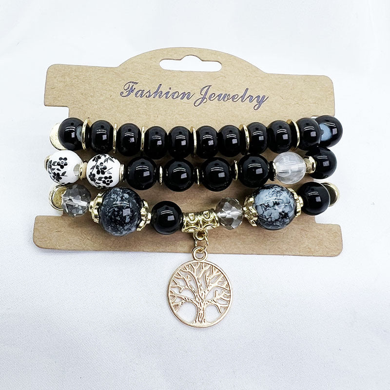 Bohemian Glass Ceramic Life Tree Multi-Layer Bracelet