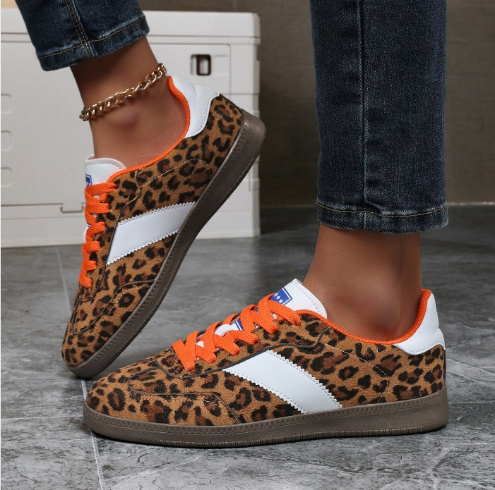 Women's Zebra Leopard Pattern Leather Training Sneakers