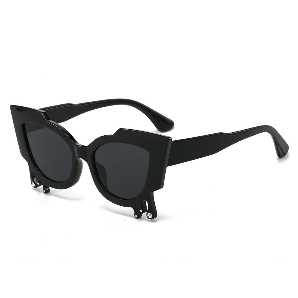 Gafas de sol de Halloween con diseño de ojo de gato y lágrimas de diablo para mujer