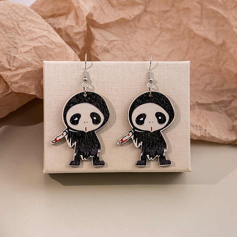 Halloween Women Cartoon Ghost Skull Earrings Alloy Jewelry