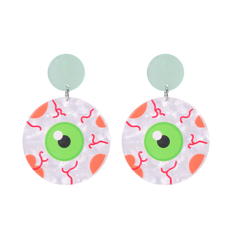 Pendientes acrílicos de Halloween con forma de calabaza y gato para mujer