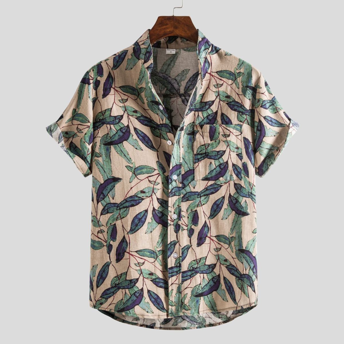 Camisa de verano para hombre con estampado de rayas y flores diminutas en 3D