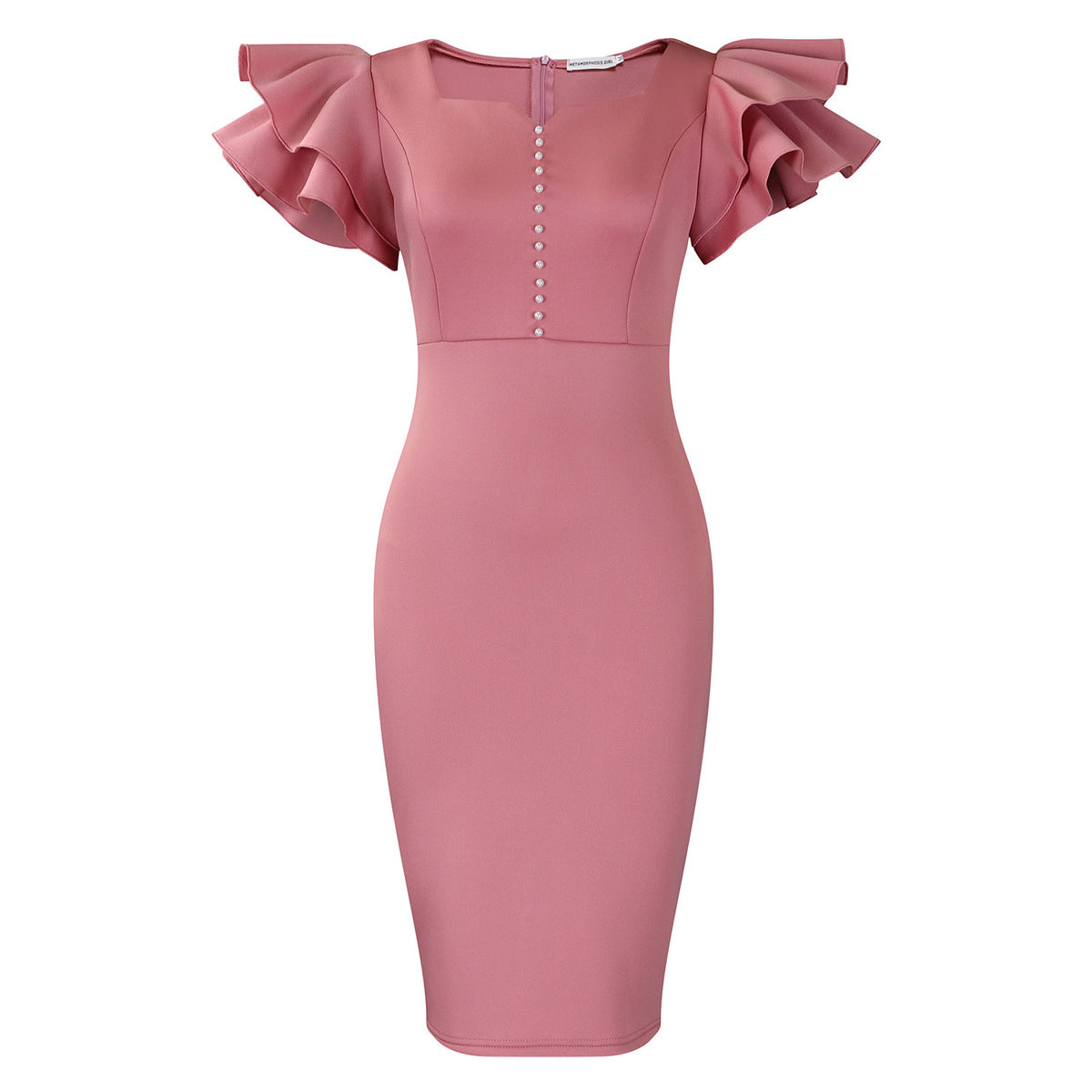 Women Fashion Elegant Plus Size Solid Color Dress