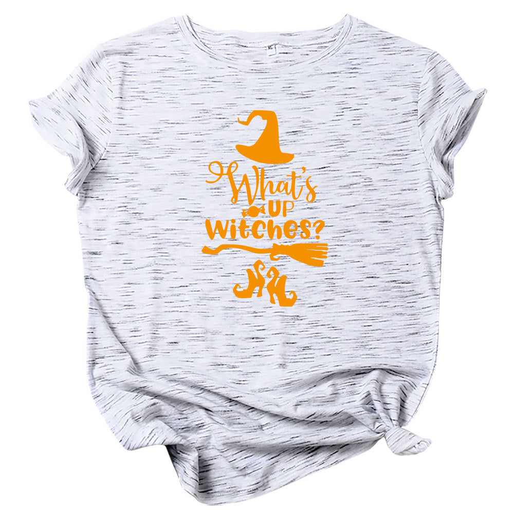 Camiseta informal de Halloween con cuello redondo y manga corta para mujer