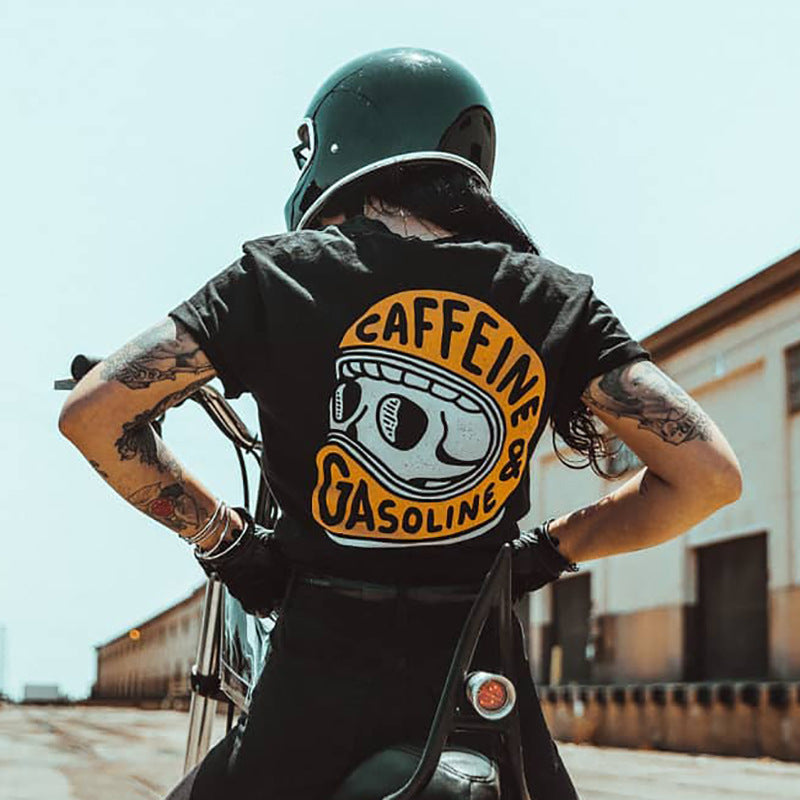 Camiseta divertida con letras de calavera y espalda de moda para mujer de Halloween