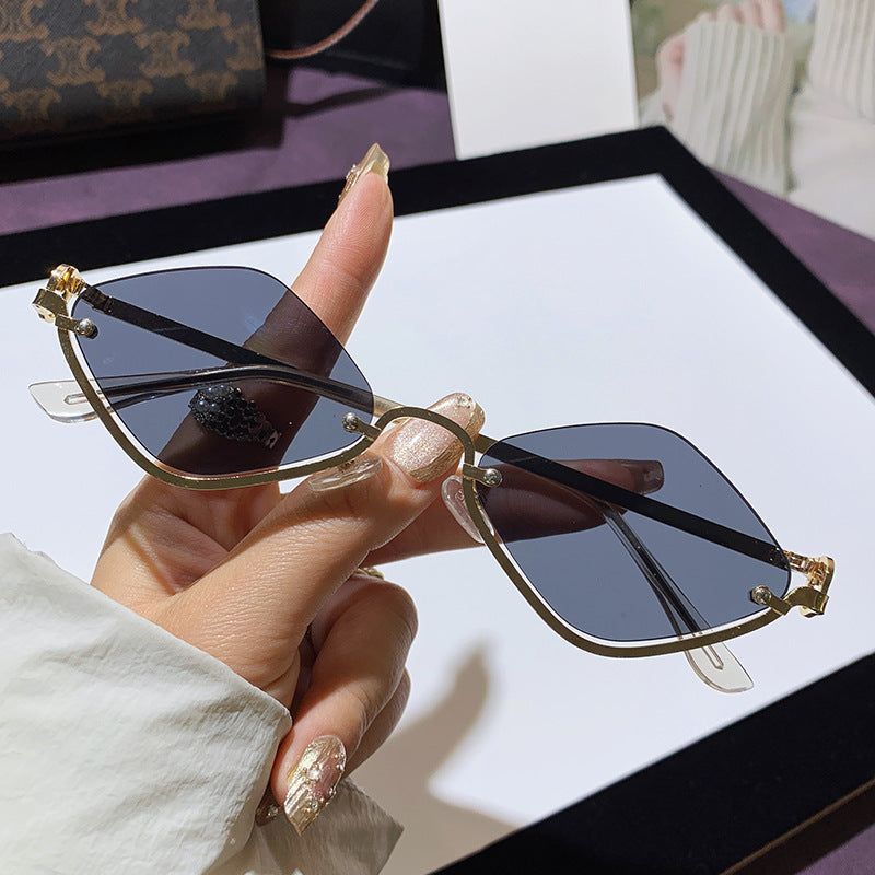 Fashion Half Frame Diamond Sunglasses