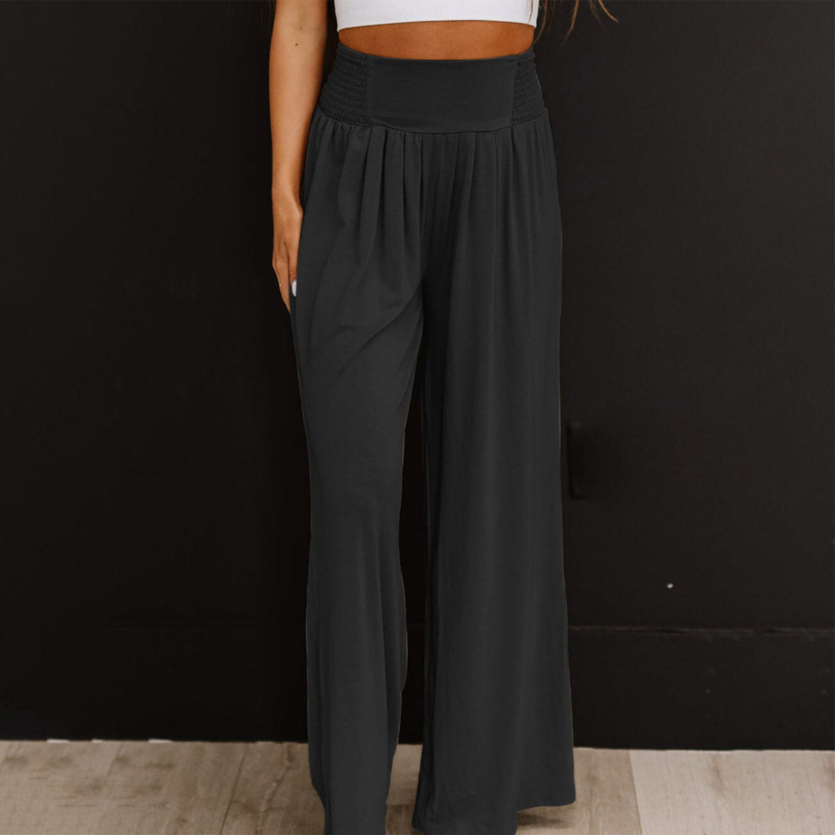 Women Casual Solid Color Cotton And Linen Pants