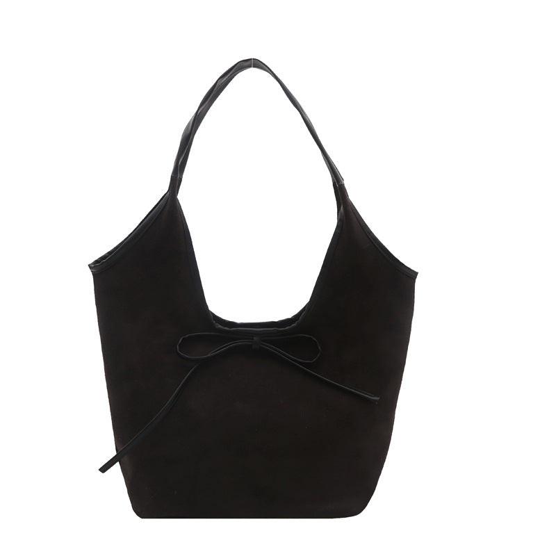 Bolso de mano informal con lazo esmerilado de color liso para mujer