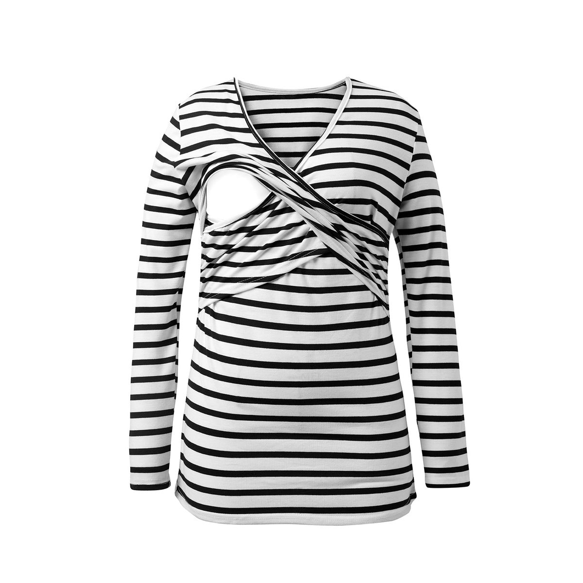 T-shirt décontracté à rayures et col en V pour femme enceinte
