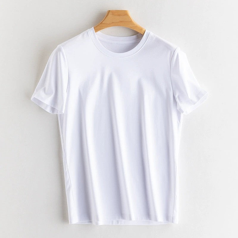 Casual Solid Color Round Neck Short Sleeve Blank T-Shirt