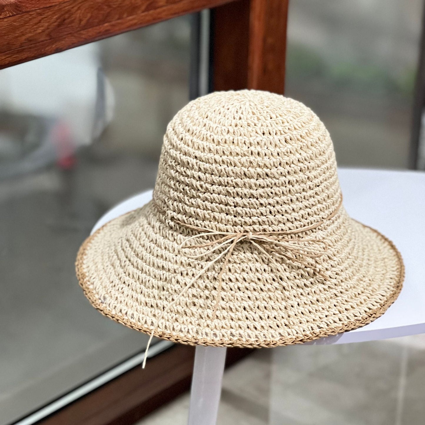 Sombreros de pescador tejidos de paja sencillos de verano para mujer
