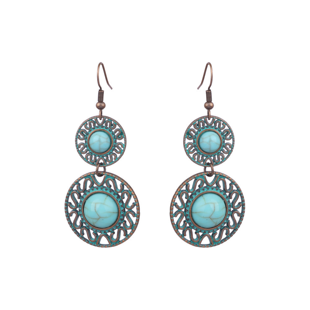 Boucles d'oreilles turquoise de style ethnique bohème