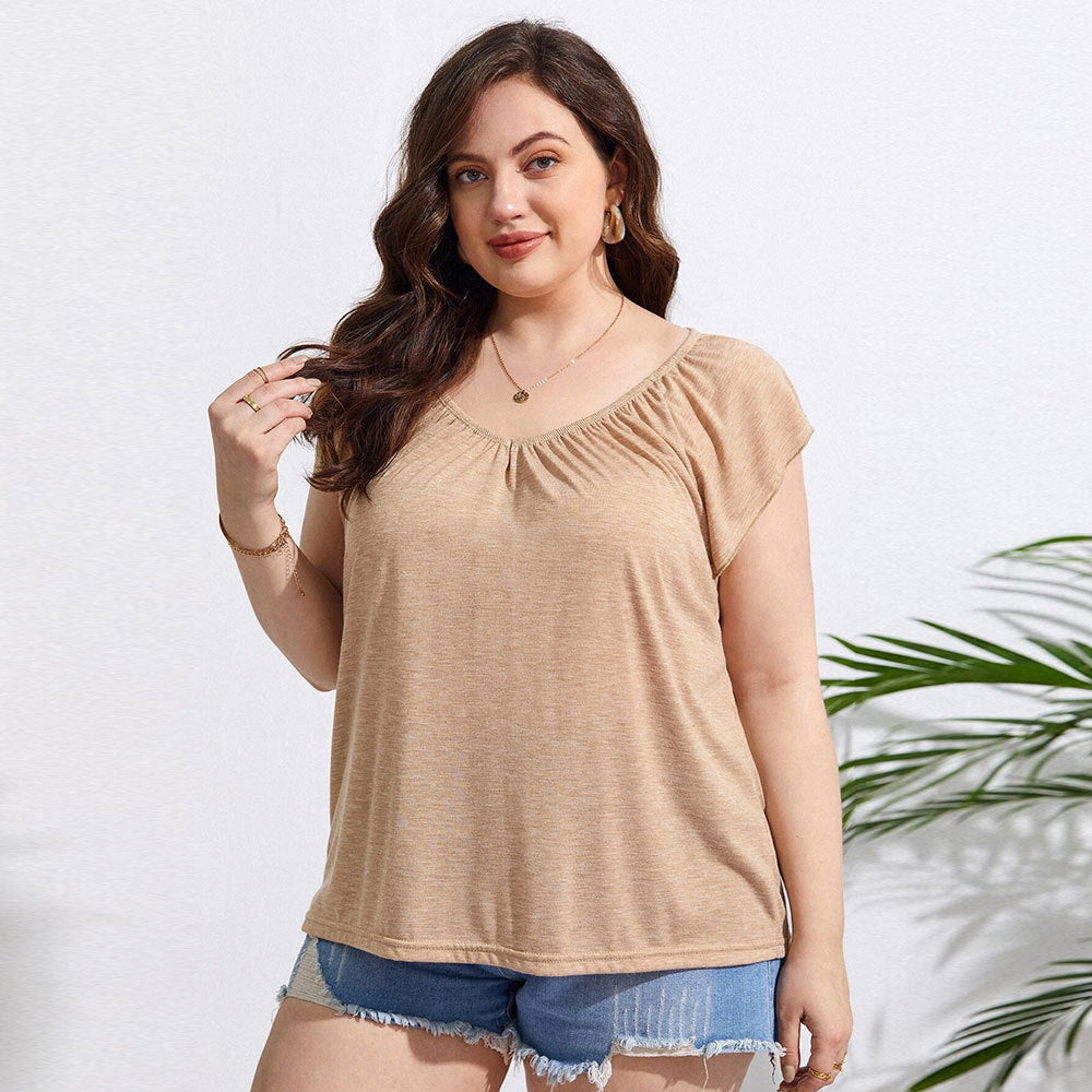 Camiseta informal de manga corta de mezcla de algodón para mujer