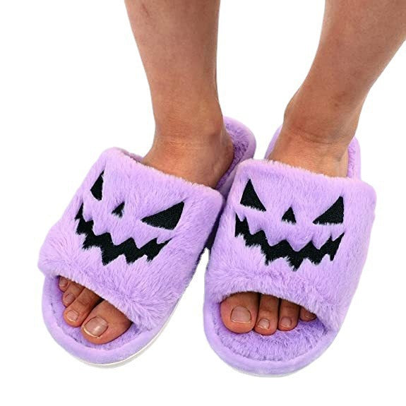 Pantuflas informales de PU para Halloween, de color liso, a la moda para mujer