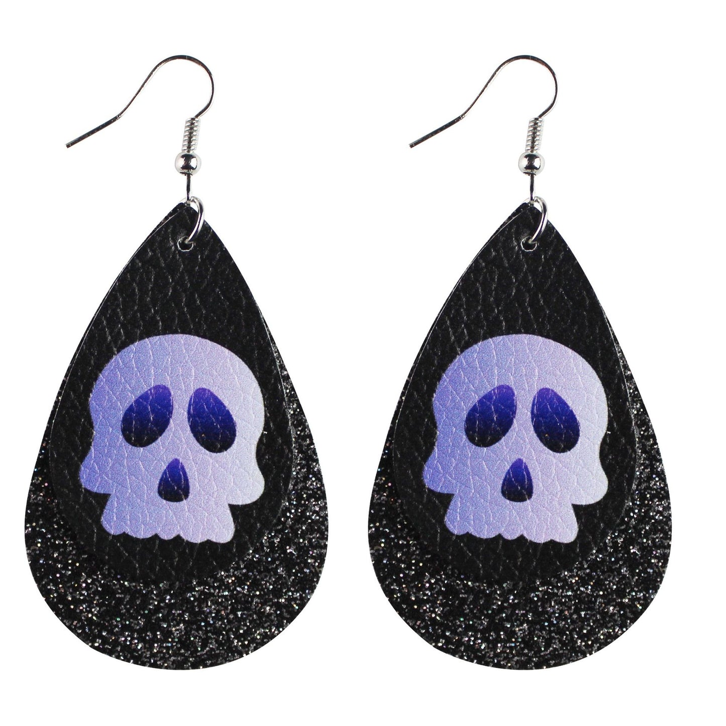 Pendientes de calavera con purpurina para Halloween para mujer