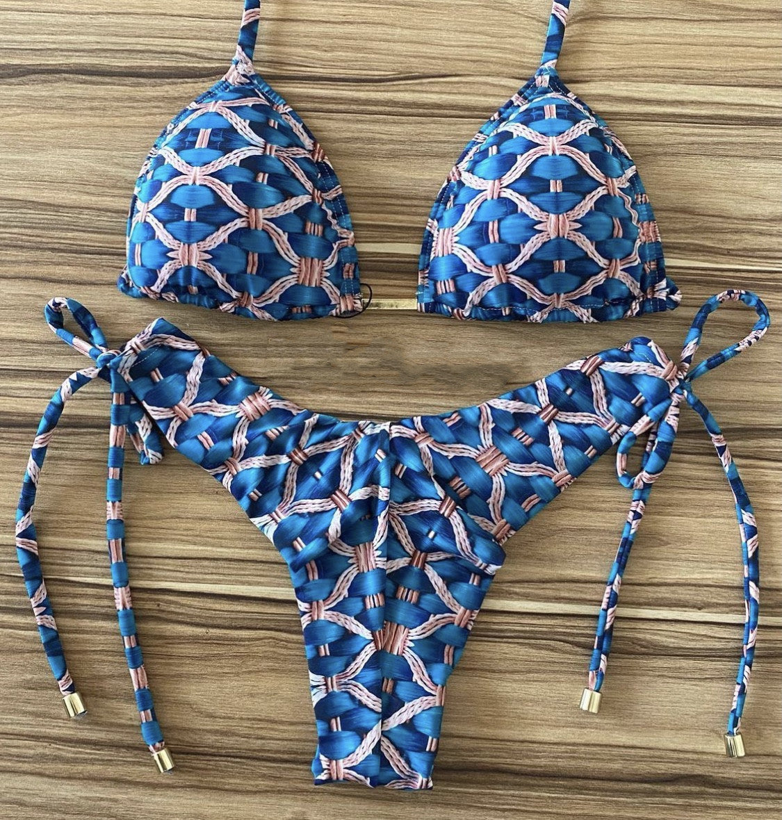 Bikini sexy con cuello halter y estampado multicolor para mujer