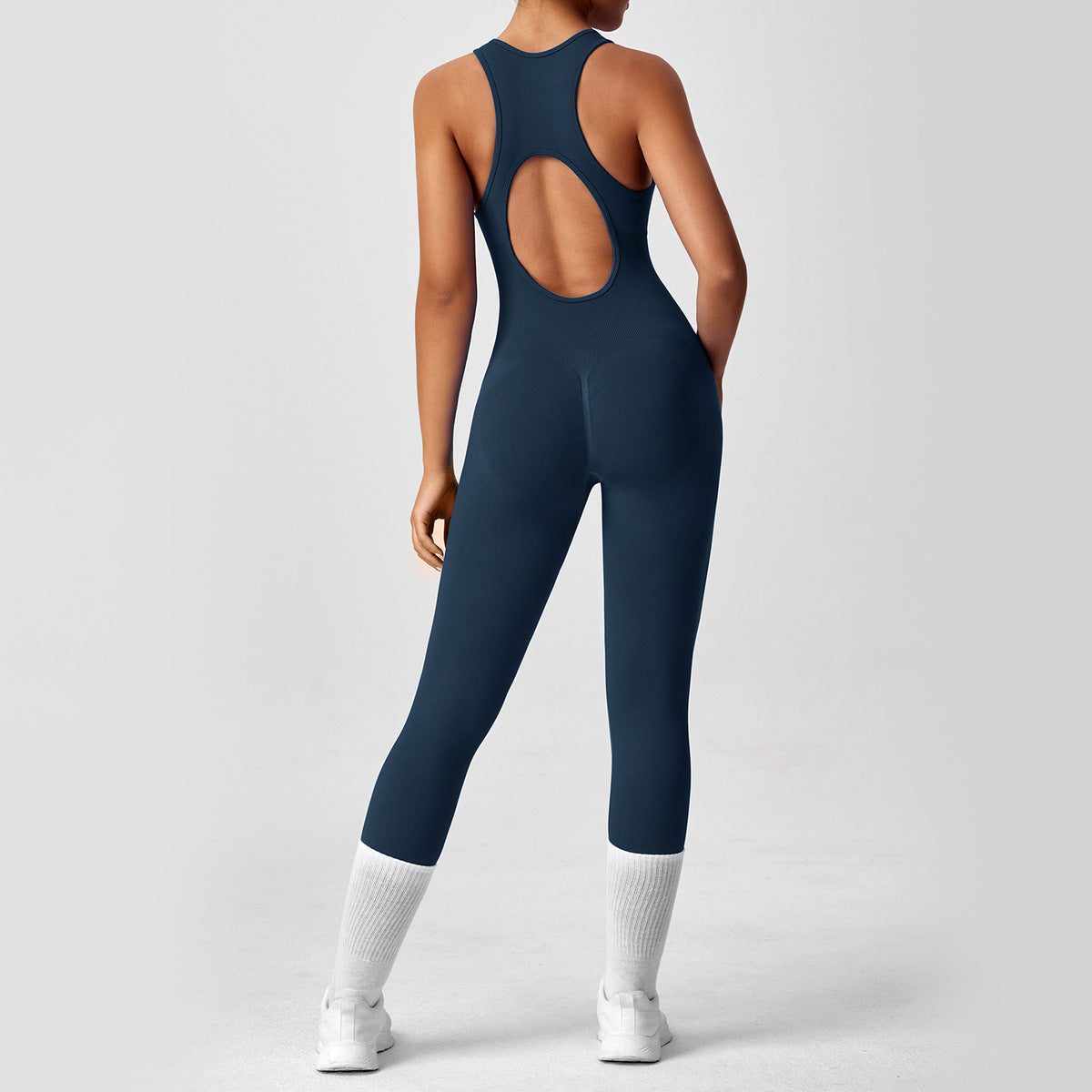 Women's Yoga Solid Color Hollow Out Sleeveless Jumpsuit