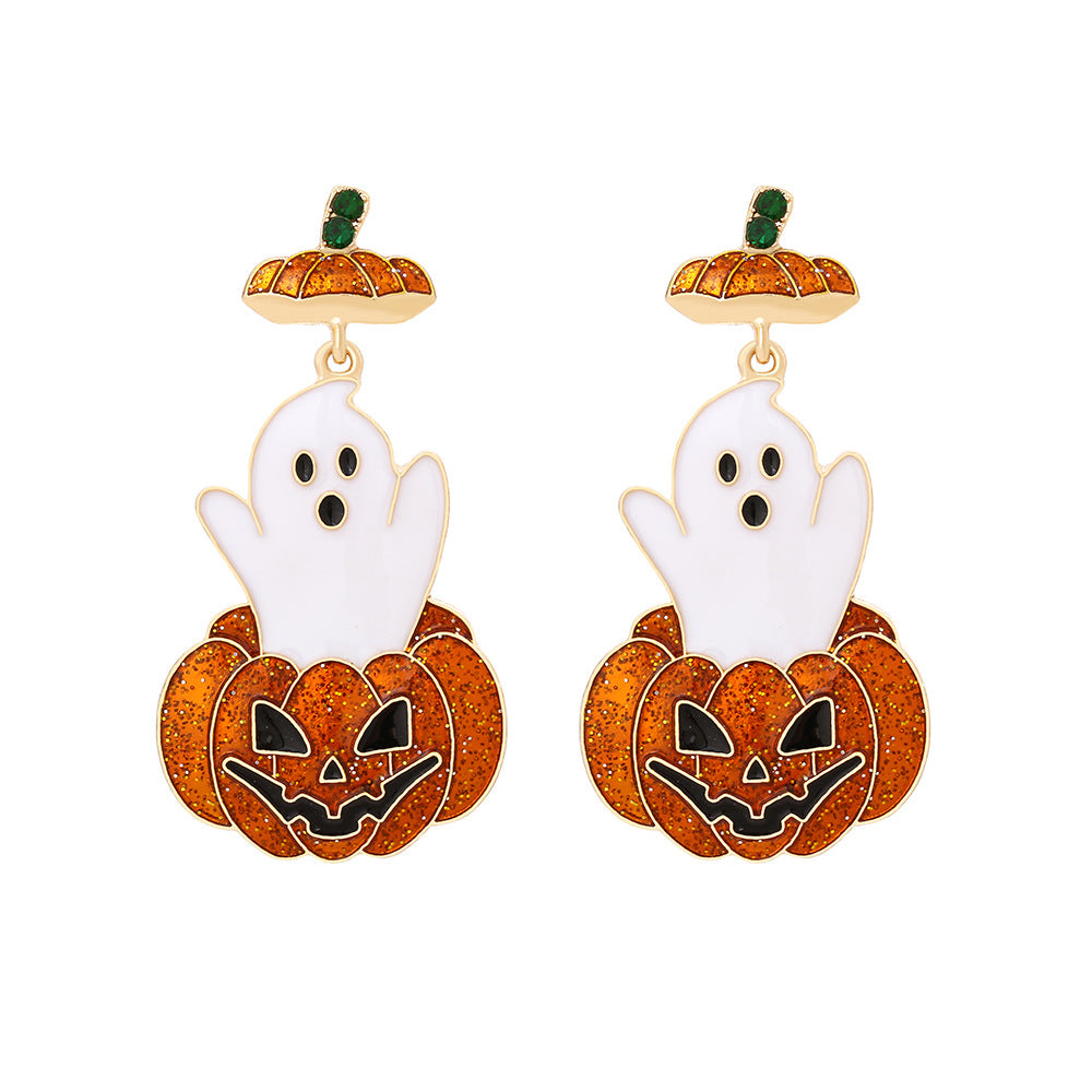 Women Fashion Exaggerated Ghost Pumpkin Earrings