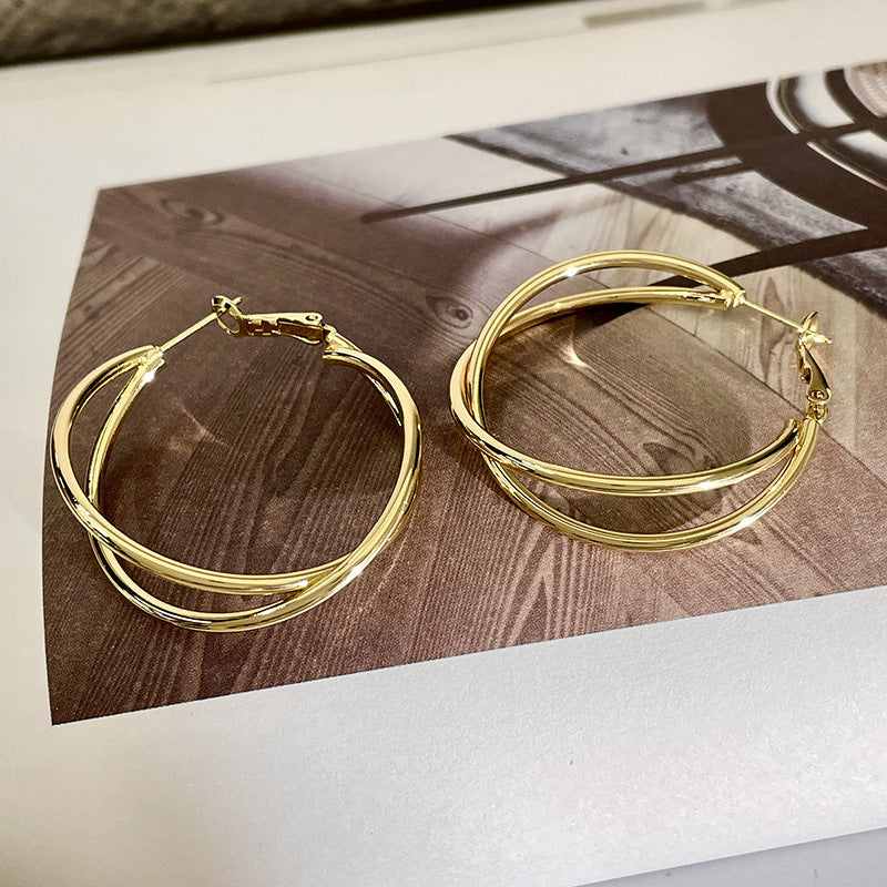 Women Fashion Simple Exaggerated Large Circle Earrings