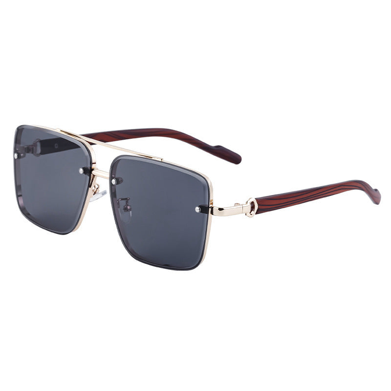 Gafas de sol informales de imitación de madera con borde cuadrado y diseño a la moda para hombre