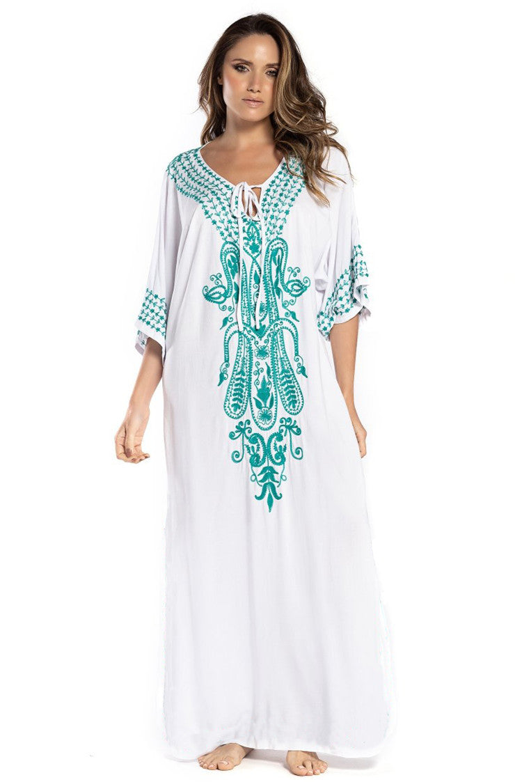 Women Fashion Vacation Boho Embroidered Cover-Up
