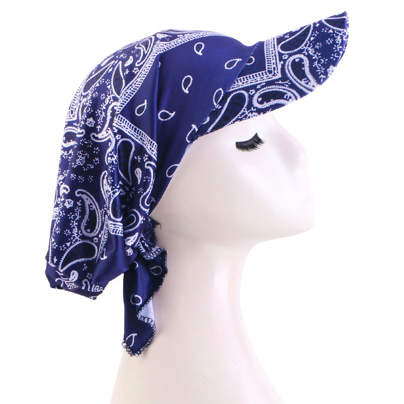 Women Casual Cashew Printed Long Lace-Up Hat