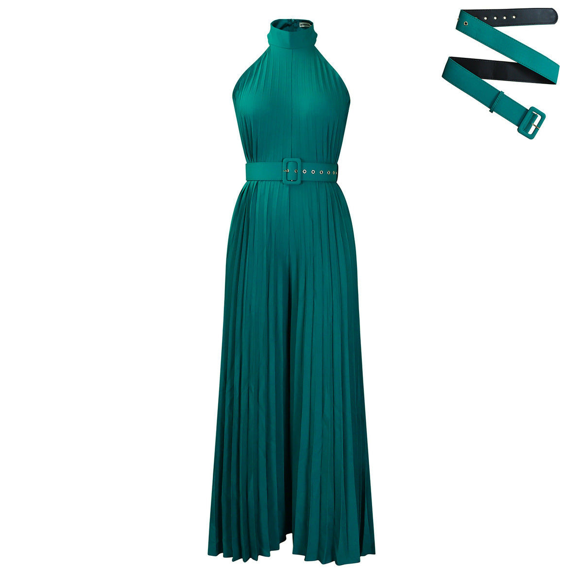 Women Fashion Solid Color Sleeveless Wide Leg Jumpsuits