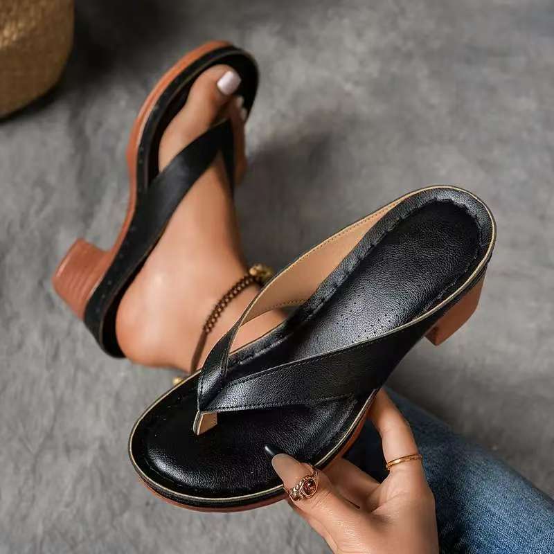 Zapatos casuales de tacón alto de color sólido para mujer elaborados con PU
