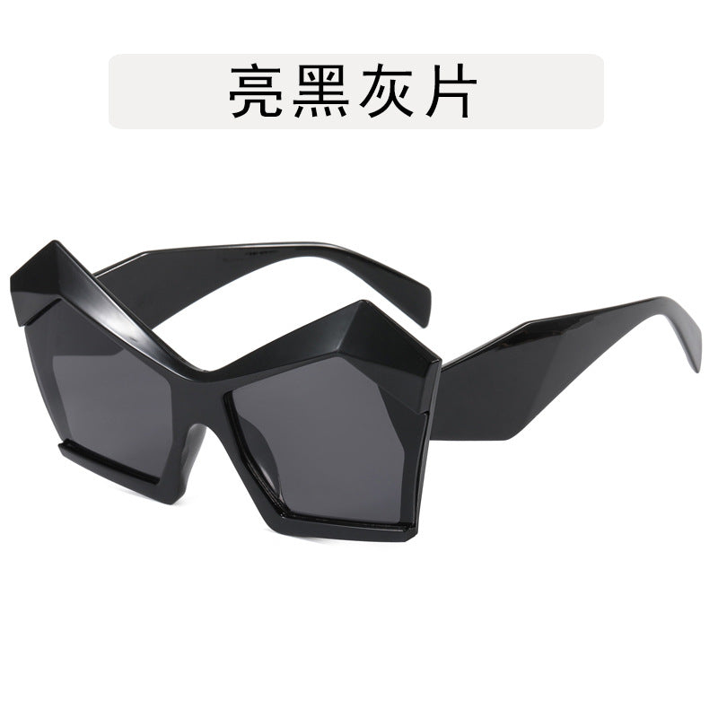 Gafas de sol con diseño de gato, estilo retro, con montura grande y polígono de moda
