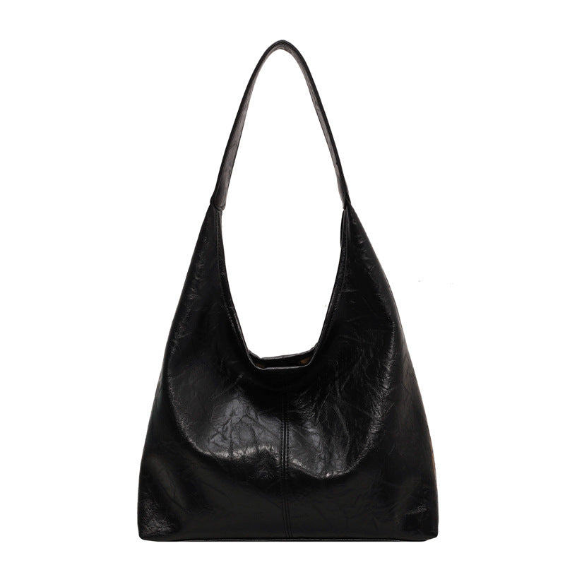 Bolso de mano informal de piel sintética de color liso para mujer