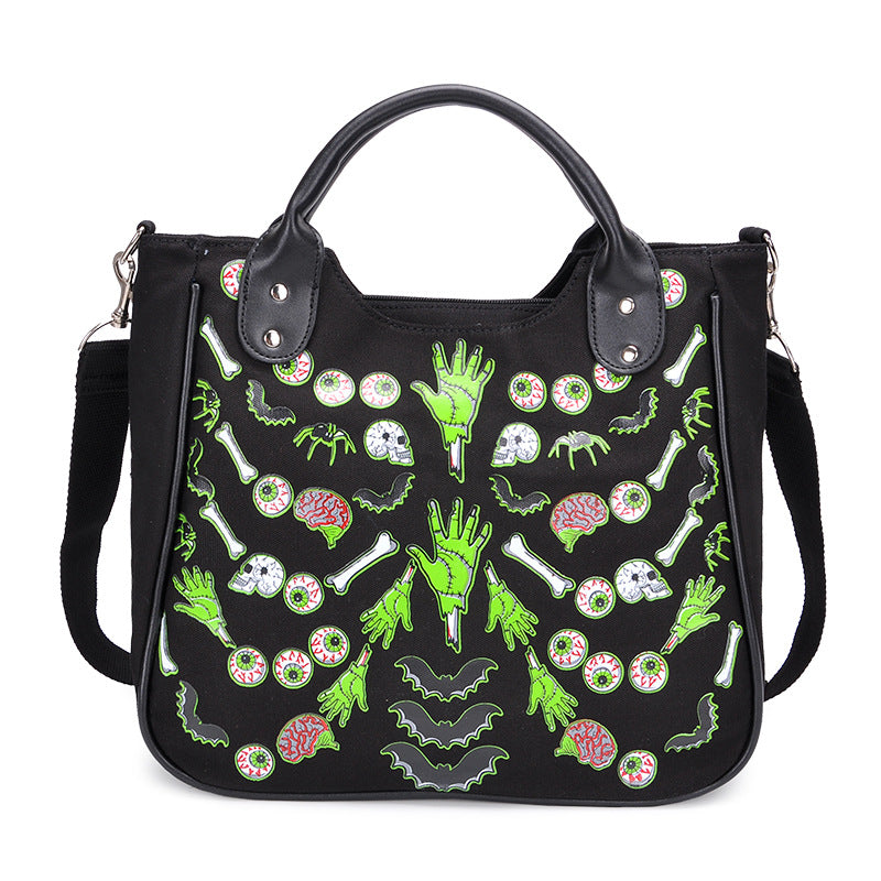 Bolso de lona con estampado de calavera personalizado de Halloween para mujer